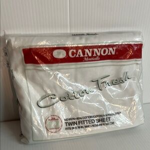 Cannon Monticello white Twin Fitted Sheet cotton poly